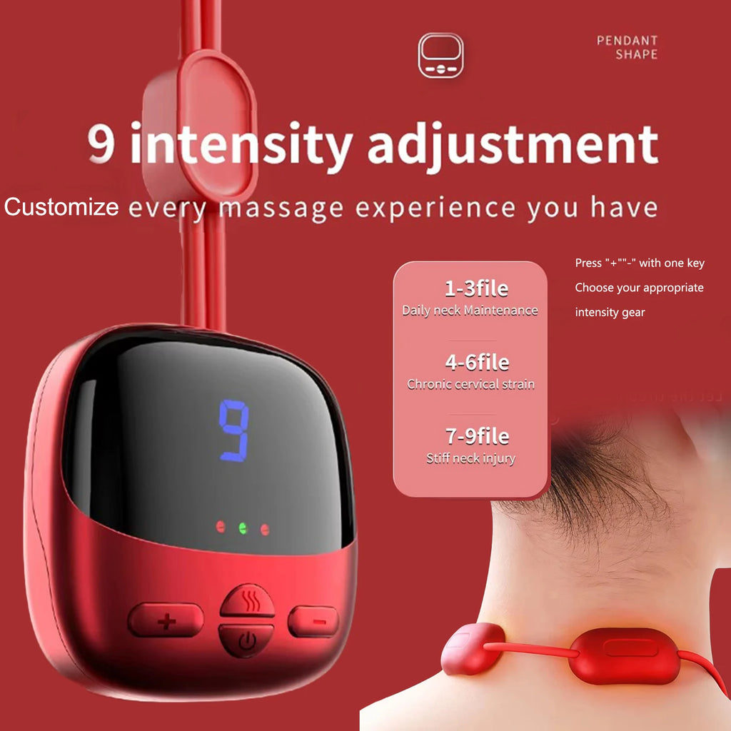 Experience Ultimate Relaxation with the Smart TENS+EMS Electric Neck Massager - Portable Hot Compress for Effective Cervical Spine and Shoulder Pain Relief
