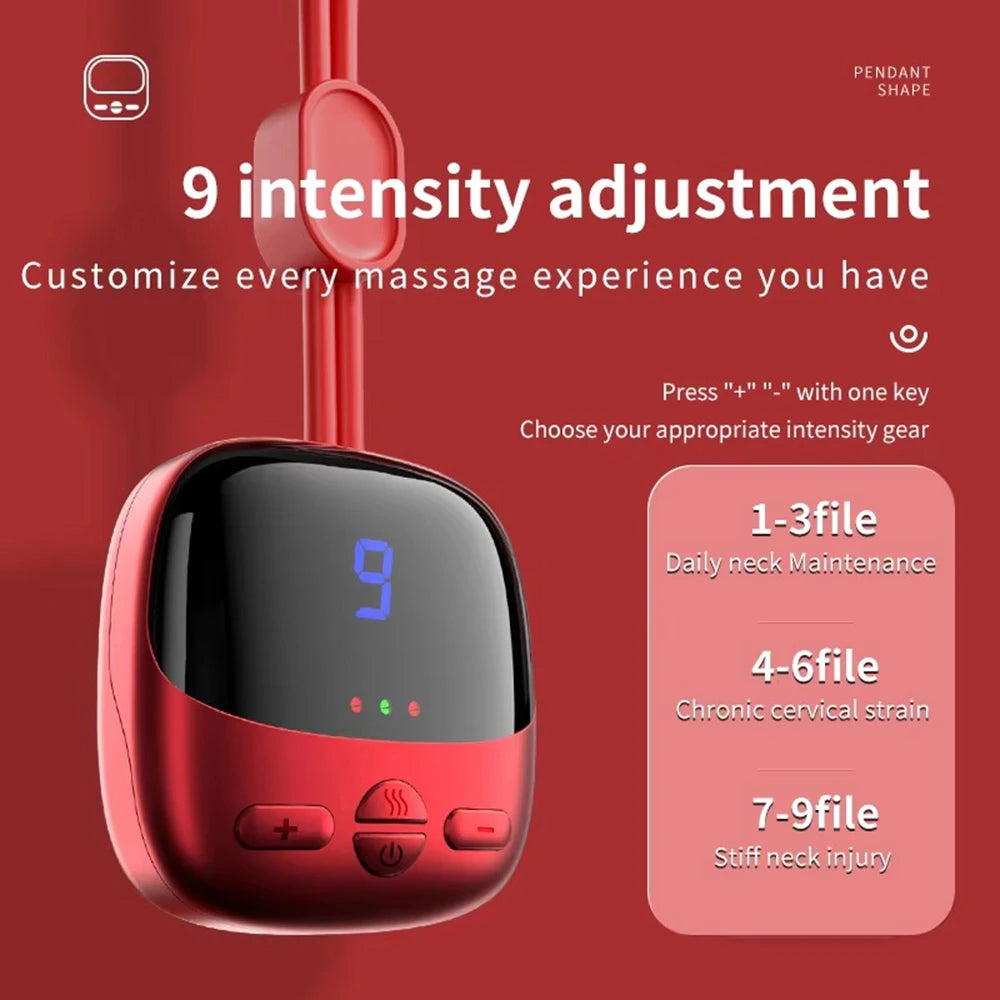 Experience Ultimate Relaxation with the Smart TENS+EMS Electric Neck Massager - Portable Hot Compress for Effective Cervical Spine and Shoulder Pain Relief