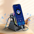 PUTARE 5-in-1 Wireless Induction Audio Speaker Stand - 3500mAh Power Bank & 360° Adjustable Cellphone Holder with Colorful Ambient Light - Perfect Gift for Men & Women!