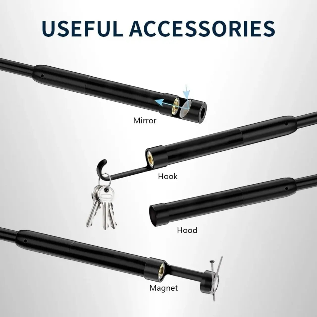 Crystal Clear 1080P HD Semi-Rigid Snake Endoscope Camera - 16.4Ft Borescope with 8 Adjustable LED Lights for iOS & Android Automotive Diagnostics