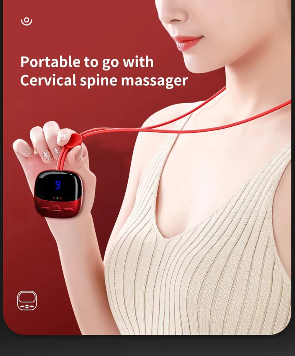 Experience Ultimate Relaxation with the Smart TENS+EMS Electric Neck Massager - Portable Hot Compress for Effective Cervical Spine and Shoulder Pain Relief