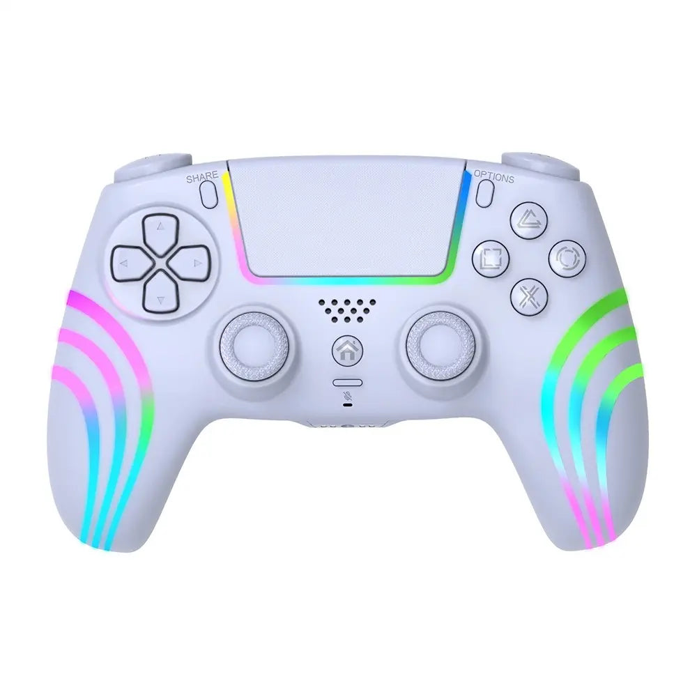 Wireless Game Controller for PS5/PS5 Slim/Ps5 Pro/Pc — RGB Wireless Controller Featuring Hall-Effect Linear Triggers, RGB Lighting, Macro Remapping of Back Buttons, Turbo Function, a 1,000 Mah Battery, Six-Axis Gyroscope, Vibration, and a 3.5 Mm Audio Jac