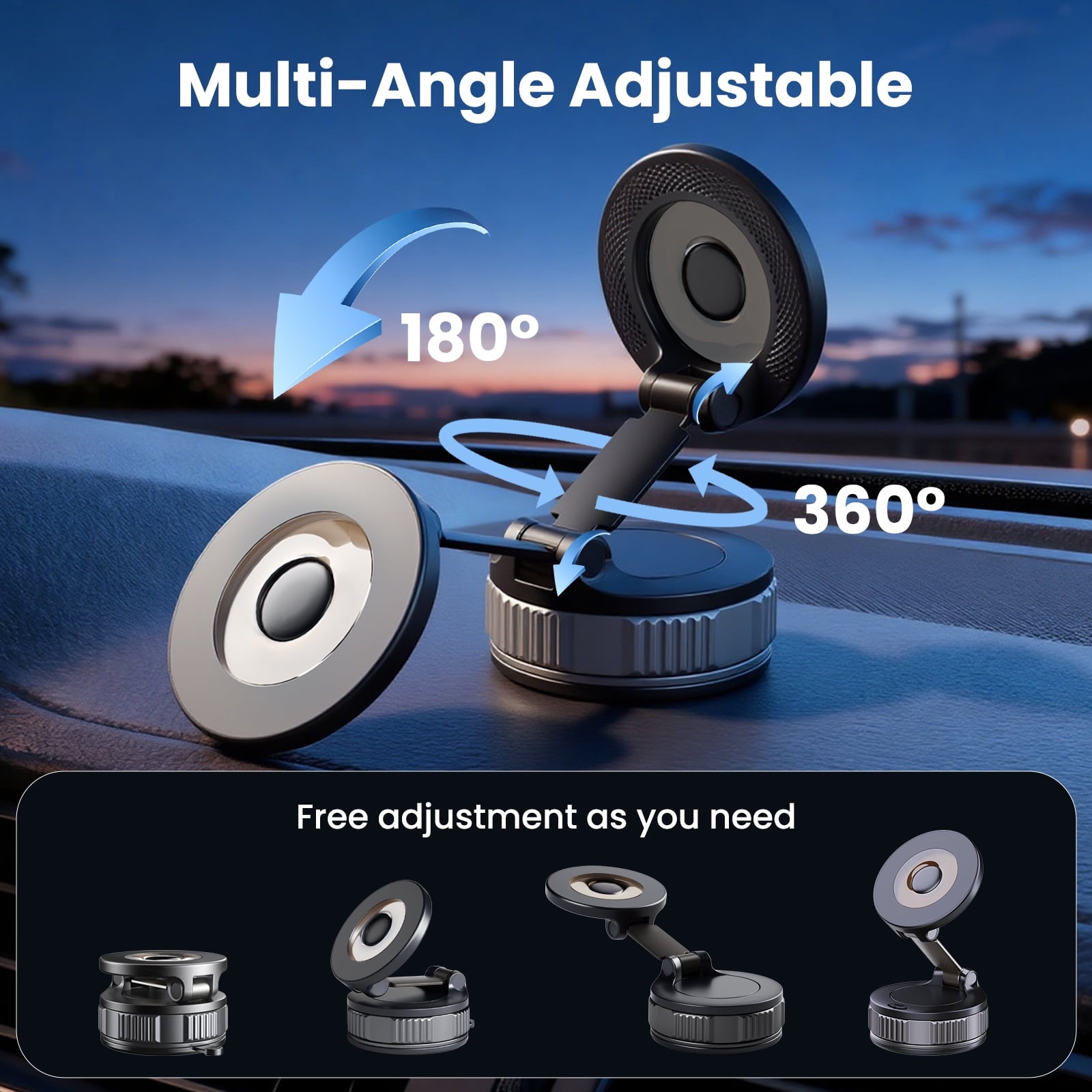 Mag-Safe 360° Adjustable Car Phone Holder - Compatible with iPhone 17 Pro Max, 16, 15, 14, 13, 12 & Air Plus - Essential Car Accessory