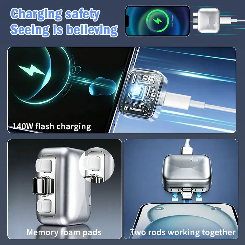 140W Physical-Disconnect Battery Guard, Smart Auto Stop Charging Protector, Anti-Overcharge Protection for Safe Overnight Charging, Universal for Phones, Laptops & Tablets, Full Battery Auto Disconnect