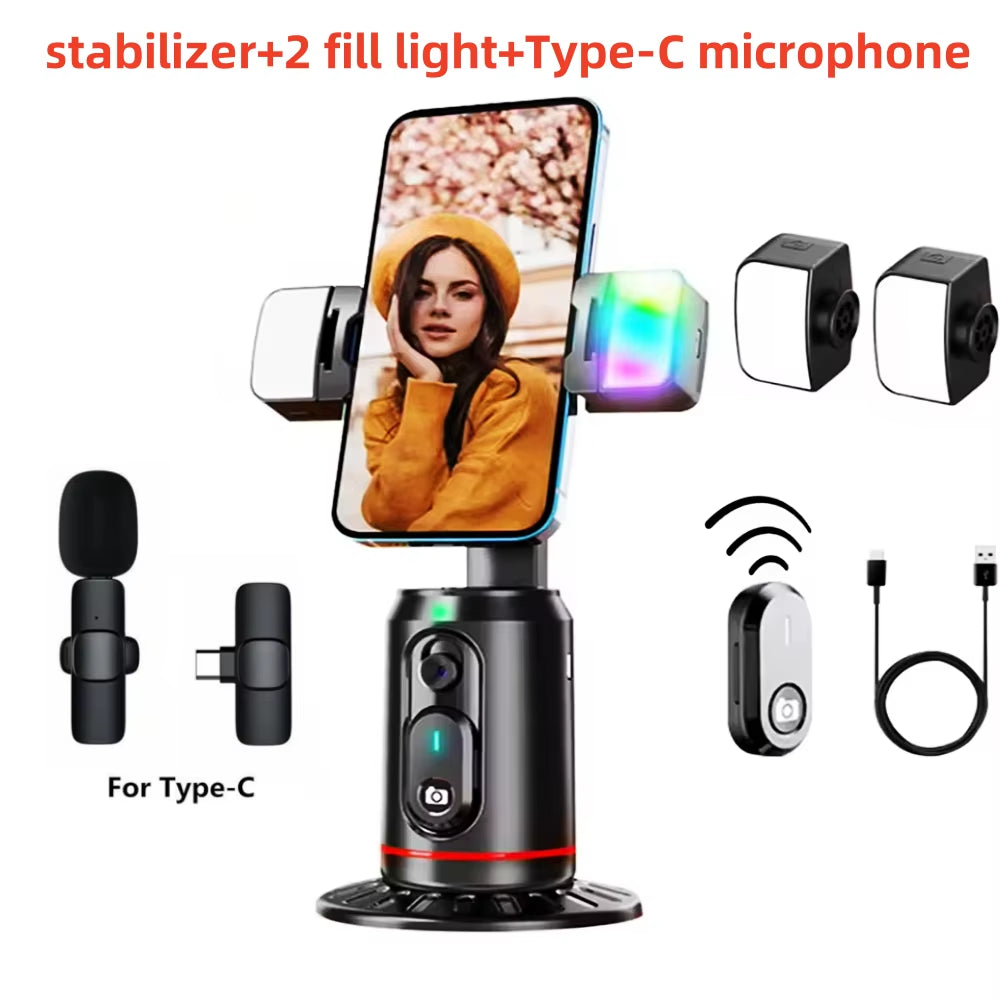 Capture Every Moment with the 360° Rotation Gimbal Stabilizer Tripod - Perfect for Selfies and Face Tracking!