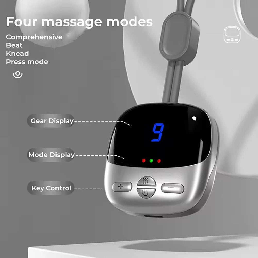 Experience Ultimate Relaxation with the Smart TENS+EMS Electric Neck Massager - Portable Hot Compress for Effective Cervical Spine and Shoulder Pain Relief