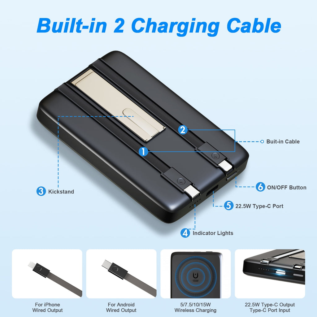 Power Up Your Life: 10000mAh Magnetic Power Bank & Portable Charger for iPhone 17/16/15/14/13/12 - Fast 22.5W Charging in Sleek Black