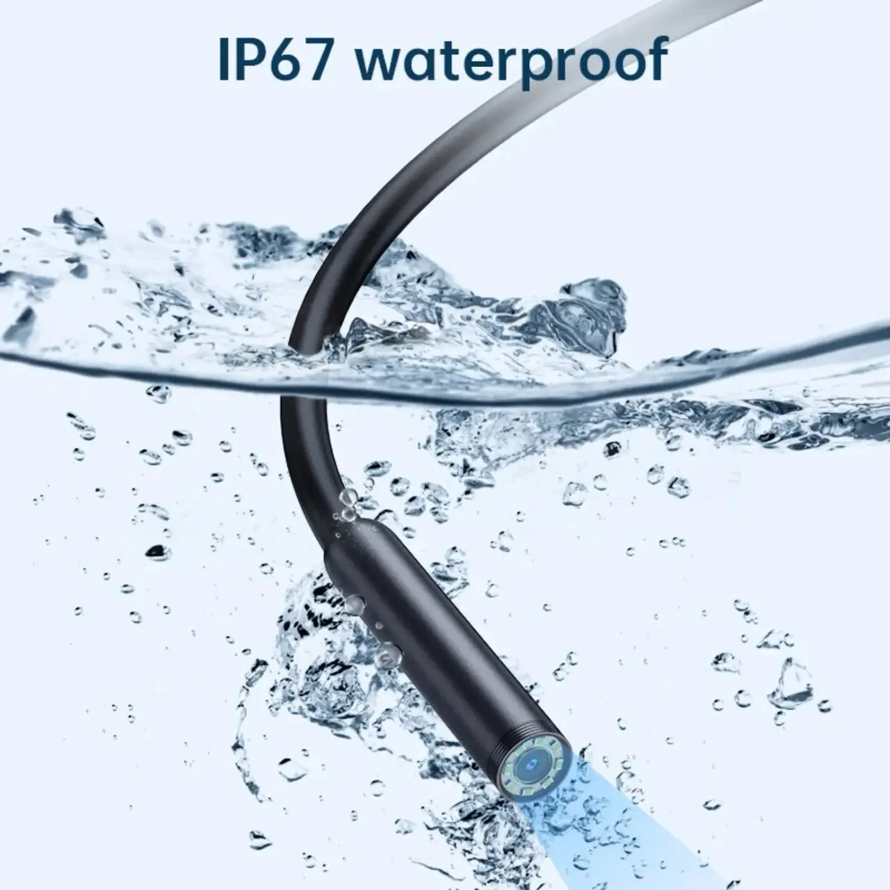 Crystal Clear 1080P HD Semi-Rigid Snake Endoscope Camera - 16.4Ft Borescope with 8 Adjustable LED Lights for iOS & Android Automotive Diagnostics
