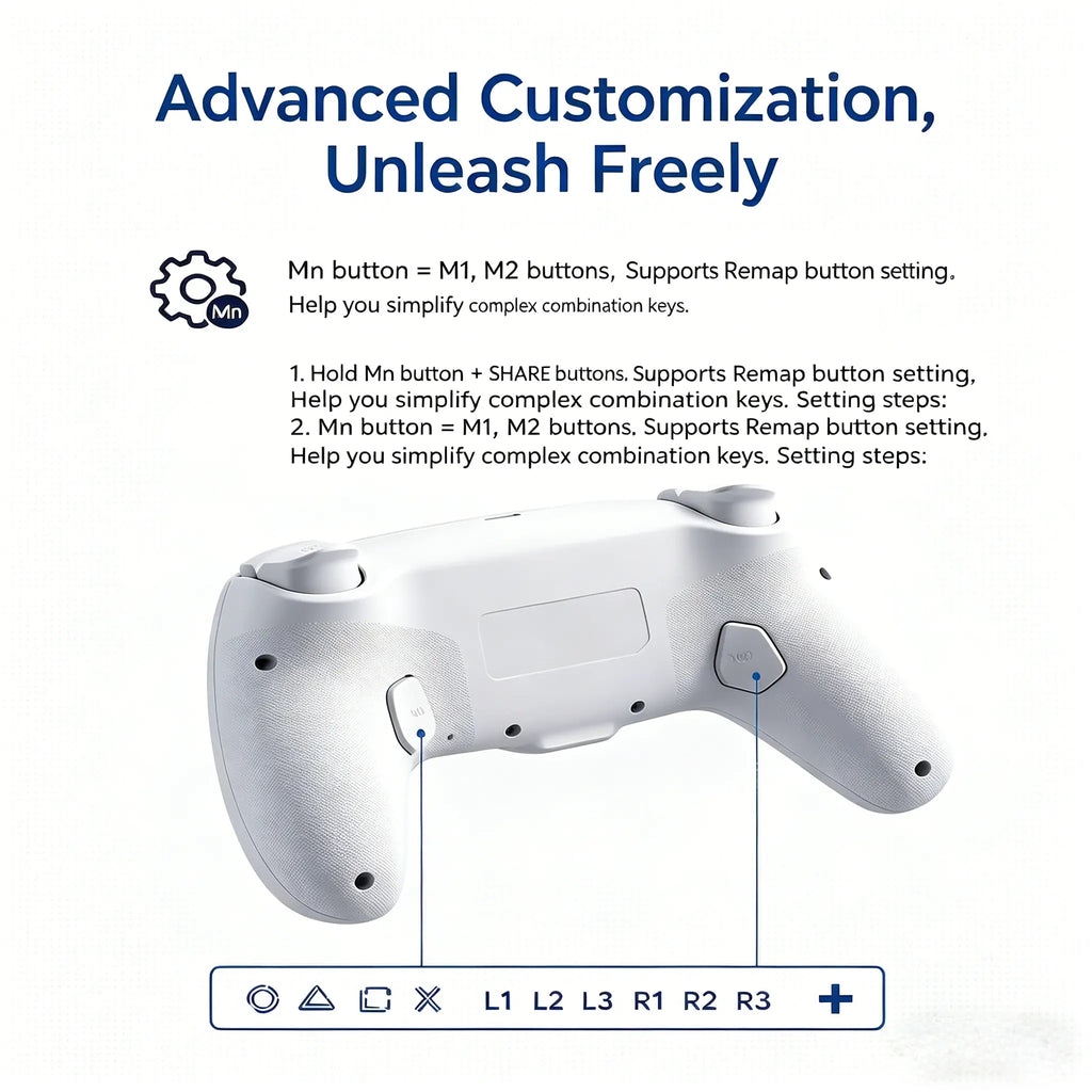 Wireless Game Controller for PS5/PS5 Slim/Ps5 Pro/Pc — RGB Wireless Controller Featuring Hall-Effect Linear Triggers, RGB Lighting, Macro Remapping of Back Buttons, Turbo Function, a 1,000 Mah Battery, Six-Axis Gyroscope, Vibration, and a 3.5 Mm Audio Jac