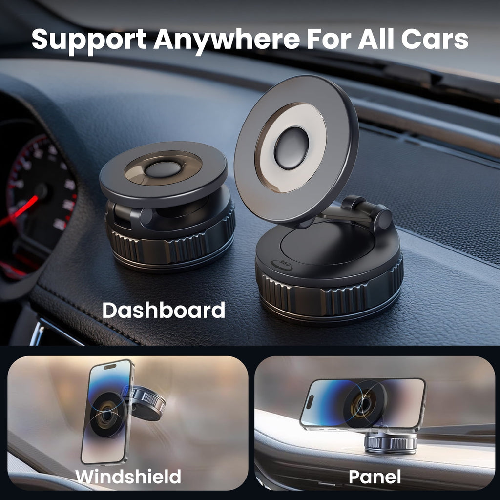 Mag-Safe 360° Adjustable Car Phone Holder - Compatible with iPhone 17 Pro Max, 16, 15, 14, 13, 12 & Air Plus - Essential Car Accessory