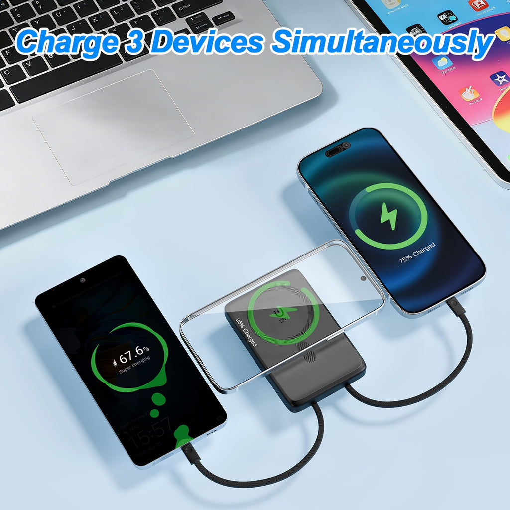 Power Up Your Life: 10000mAh Magnetic Power Bank & Portable Charger for iPhone 17/16/15/14/13/12 - Fast 22.5W Charging in Sleek Black
