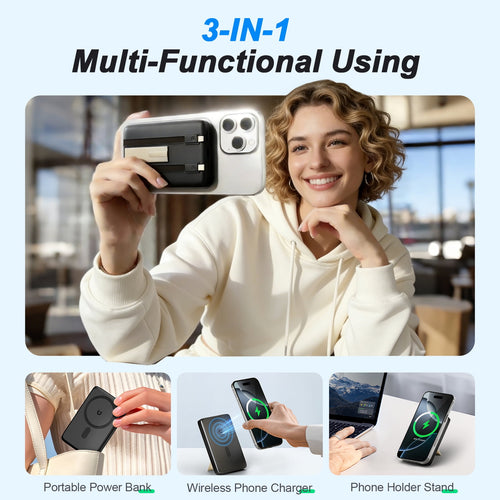 Power Up Your Life: 10000mAh Magnetic Power Bank & Portable Charger for iPhone 17/16/15/14/13/12 - Fast 22.5W Charging in Sleek Black