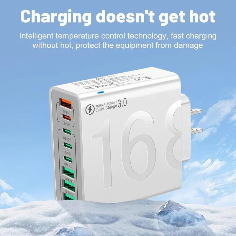 Ultimate 8-Port Fast Charging USB Hub - 4 USB-C & 4 USB-A Ports for Phones, Tablets & More - Perfect Father's Day Gift!